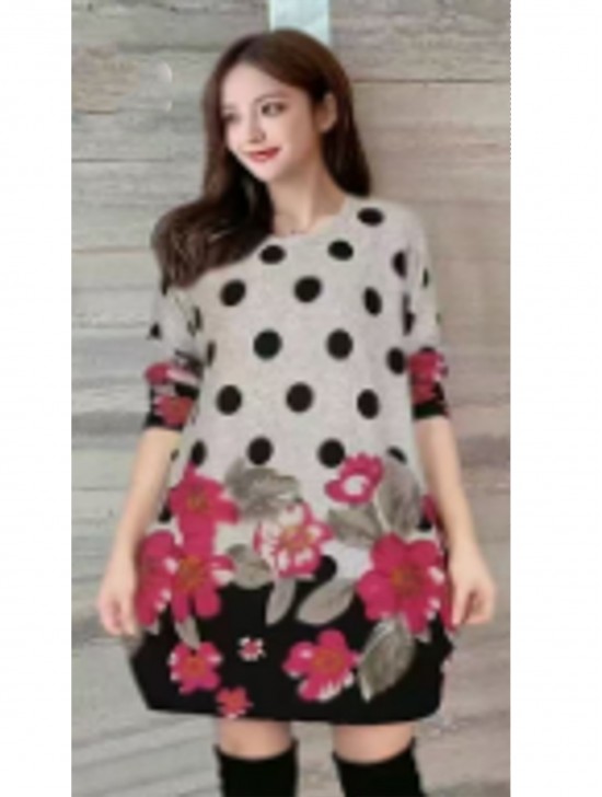 Floral Printed Soft Knitted Light Sweater